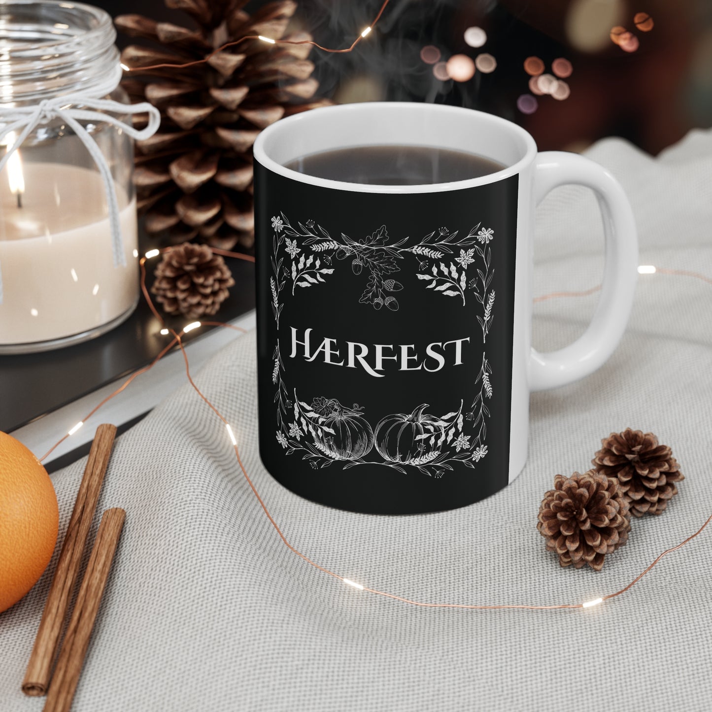Hærfest, Ceramic Coffee Cup (Black)