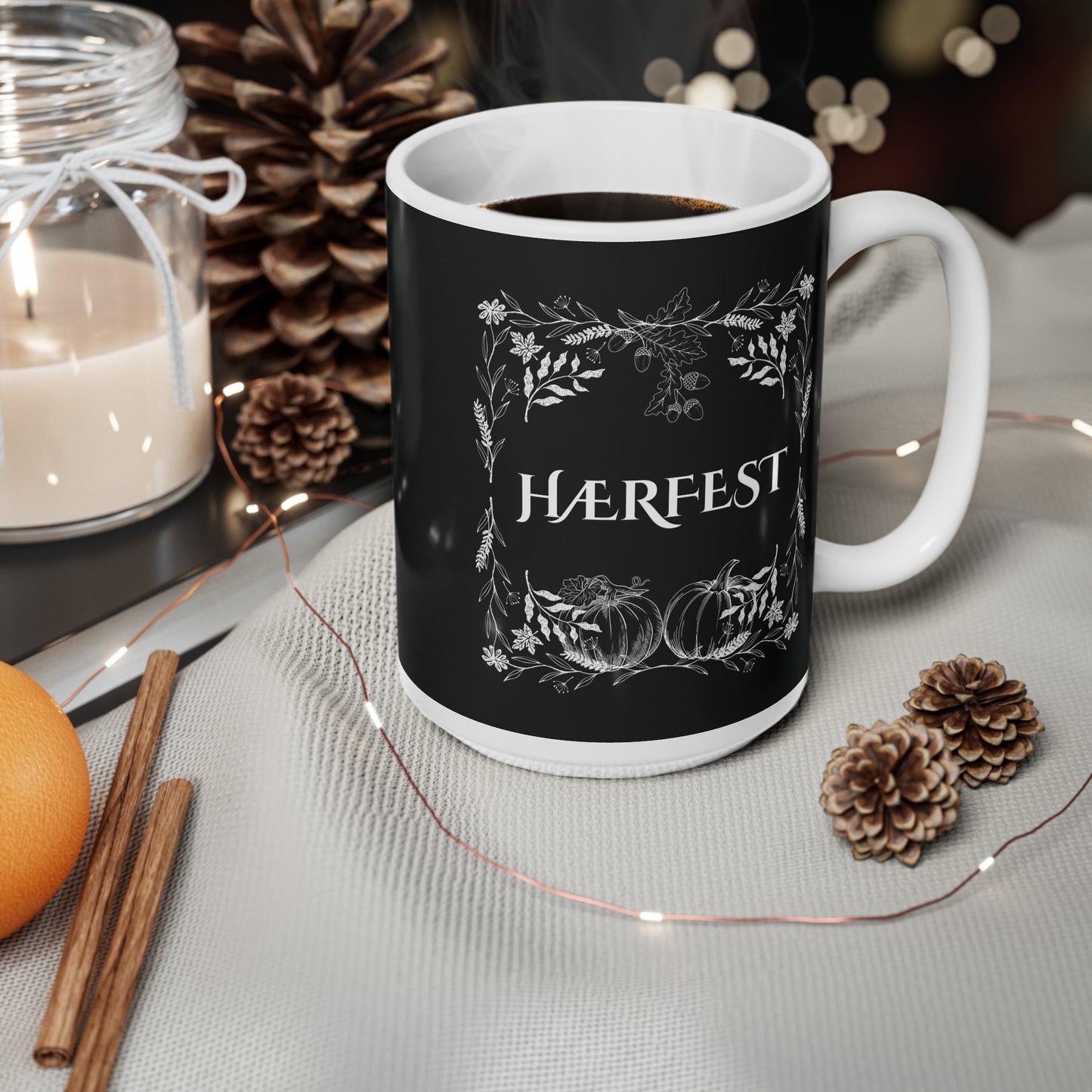 Hærfest, Ceramic Coffee Cup (Black)